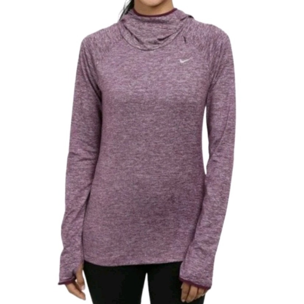 Nike Purple Lightweight Athletic Dri-Fit Top Hoodie Woman M Running Active Gym